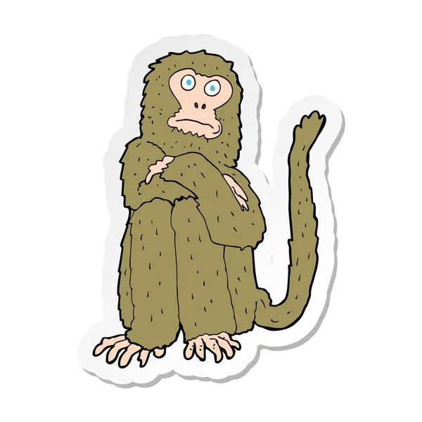 Etiket bir karikatür maymun — Stok Vektör