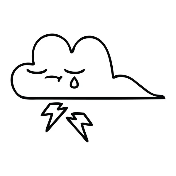 Dibujo Línea Dibujos Animados Una Nube Tormenta — Archivo Imágenes Vectoriales