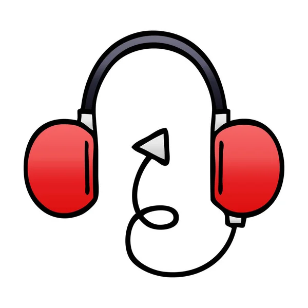 Dibujo Animado Degradado Sombreado Unos Auriculares Retro — Vector de stock