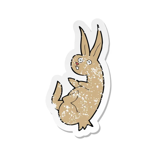 Retro adesivo angosciato di un coniglio cartone animato stecca — Vettoriale Stock