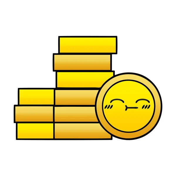 Desenho Animado Sombreado Gradiente Uma Moeda —  Vetores de Stock