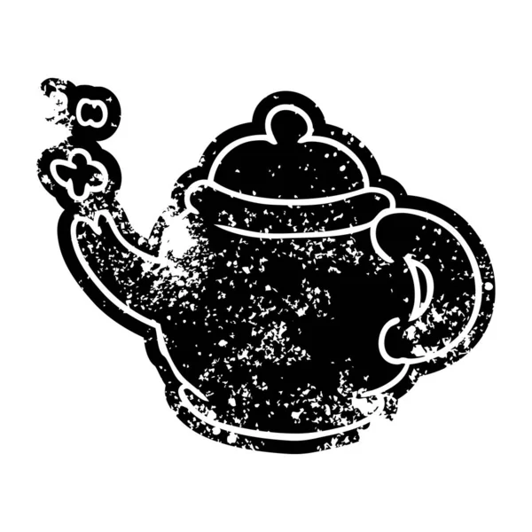 Grunge ikona kresba z modré čajové konvice — Stockový vektor