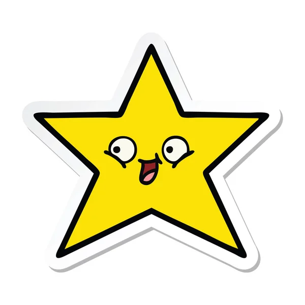 Etiket sevimli çizgi altın yıldız — Stok Vektör