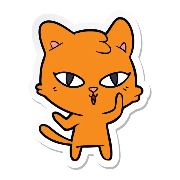 Etiqueta de um gato de desenho animado — Vetor de Stock