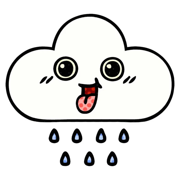 Comic Book Style Cartoon Rain Cloud — Stock Vector