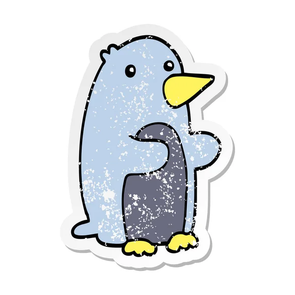 Distressed Sticker Cartoon Penguin — Stock Vector