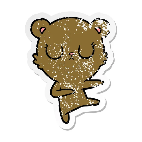 Etiqueta angustiada de um filhote de urso de desenhos animados pacífico —  Vetores de Stock