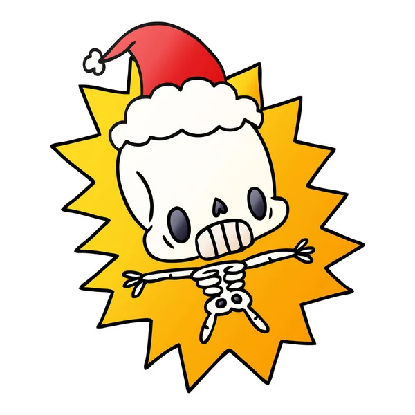 Christmas gradient tecknade av kawaii skelett — Stock vektor