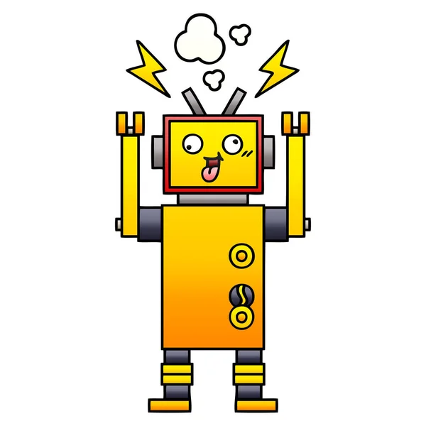 Gradient Grijs Cartoon Van Een Slecht Functionerende Robot — Stockvector