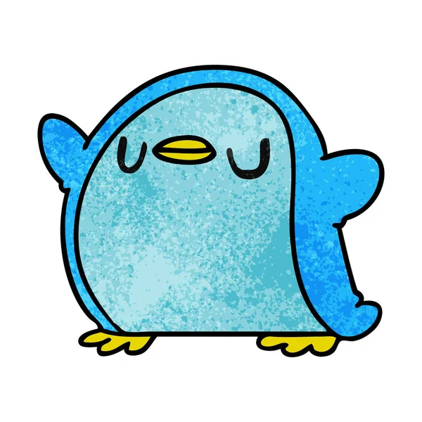 Dibujos animados texturizados kawaii de un lindo pingüino — Vector de stock