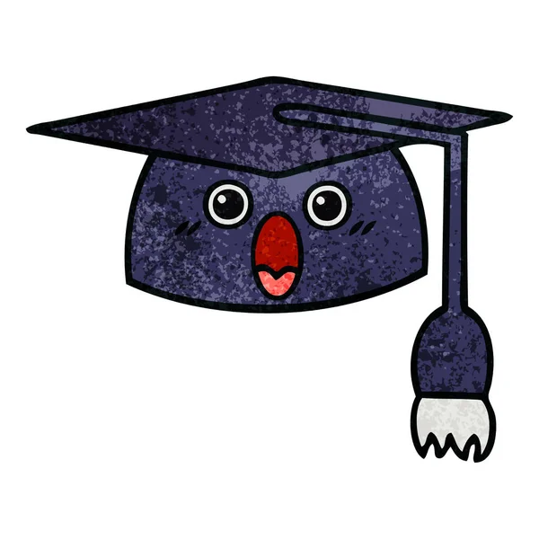 复古的格格纹理卡通的毕业帽子 — 图库矢量图片