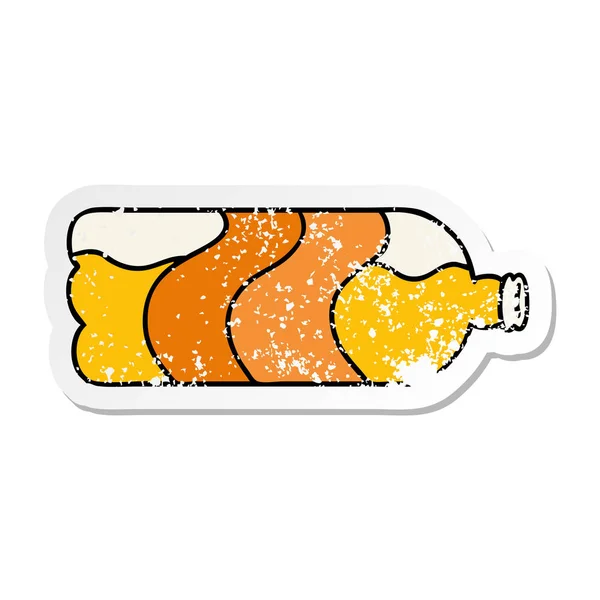 Hand Drawn Distressed Sticker Cartoon Doodle Soda Bottle — Stock Vector