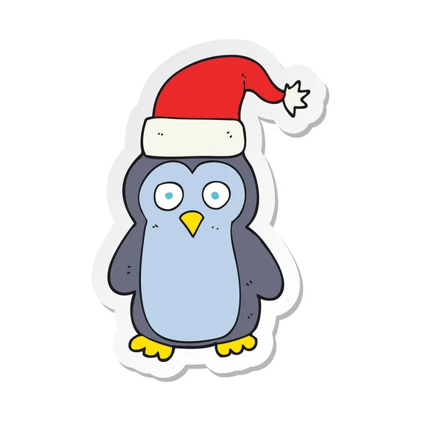 Autocollant Dessin Animé Pingouin Noël — Image vectorielle