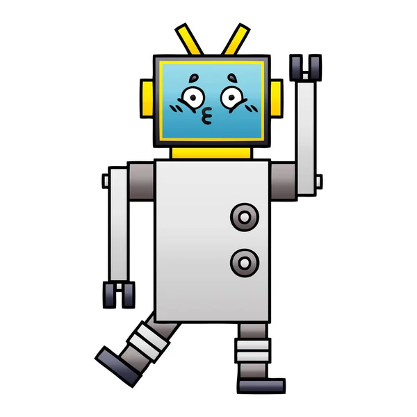 Gradient Grijs Cartoon Van Een Robot — Stockvector