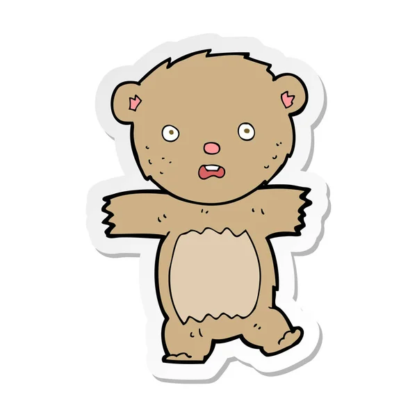 Pegatina Oso Peluche Conmocionado Dibujos Animados — Vector de stock