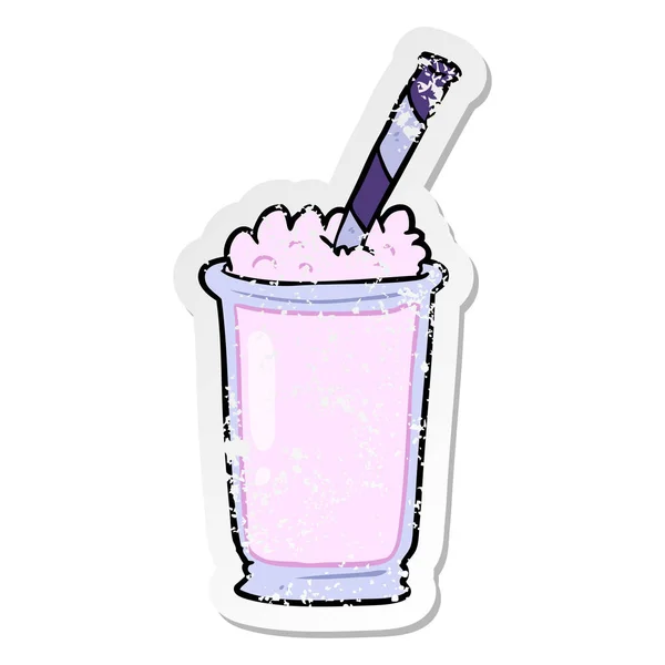 Bir çizgi film milkshake sıkıntılı etiket — Stok Vektör