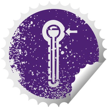 sıcak bir termometre sıkıntılı dairesel peeling etiket sembolü