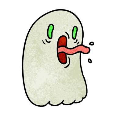 kawaii korkunç hayalet serbest el çekilmiş dokulu çizgi film