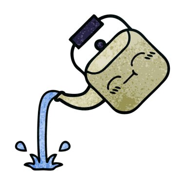 Retro grunge doku karikatür dökerek su ısıtıcısı