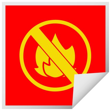 kare etiketi karikatür peeling ateş yok izin işaret