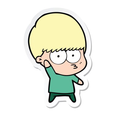 etiket sallayarak bir gergin çizgi film çocuk