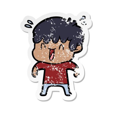 bir çizgi film gülen çocuk sıkıntılı etiket