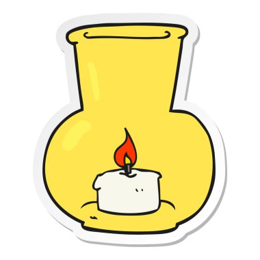 bir çizgi film eski cam fener mum ile etiket