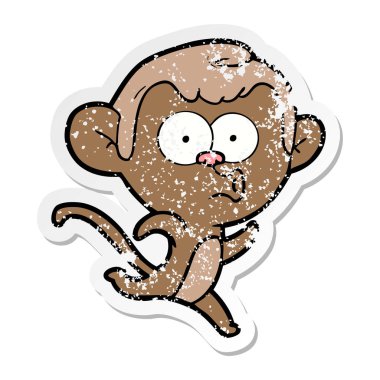 bir çizgi film sürpriz maymunun sıkıntılı etiket