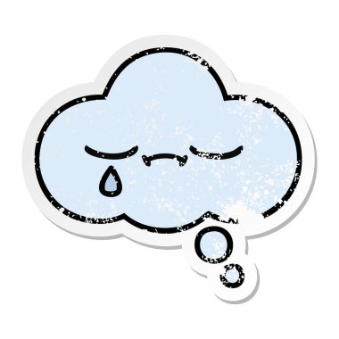 sevimli çizgi düşünce balonu sıkıntılı etiket