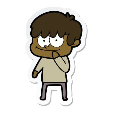 bir mutlu çizgi film adamın etiket