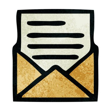 Retro grunge doku karikatür bir mektup ve zarf