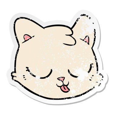 bir karikatür kedi yüz sıkıntılı etiket