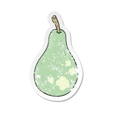 bir çizgi film armut Retro sıkıntılı etiket