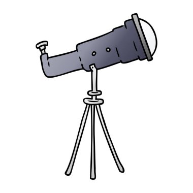 Degrade çizgi film doodle büyük bir teleskop