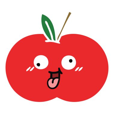 düz renk retro karikatür kırmızı elma