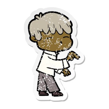 çizgi film meraklı bir çocuk sıkıntılı etiket