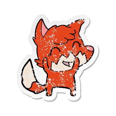 mutlu karikatür tilki, sıkıntılı etiket