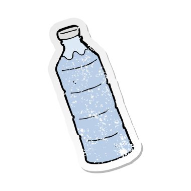 bir çizgi film su şişe Retro sıkıntılı etiket