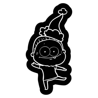 Noel Baba şapkası giyen mutlu bir yaşlı kadın ilginç çizgi film simgesi