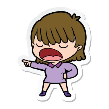 yüksek sesle konuşuyor karikatür kadın etiketi