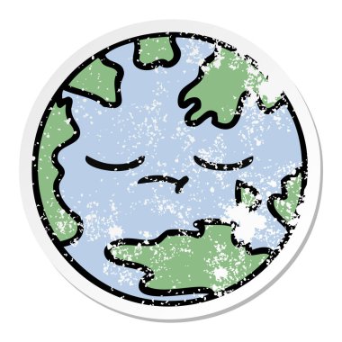 sevimli çizgi planet Earth sıkıntılı etiket