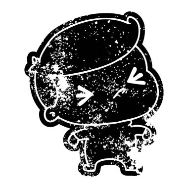 Grunge sıkıntılı simgesini bir kawaii şirin bebek çapraz