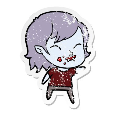 bir çizgi film vampir kızın kanlı yanak sıkıntılı etiket