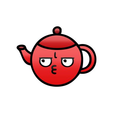 bir çaydanlık degrade gölgeli karikatür