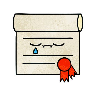Retro grunge doku karikatür, bir sertifikanın