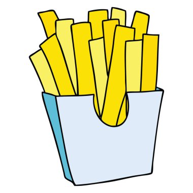 ilginç el çekilmiş çizgi film patates kızartması