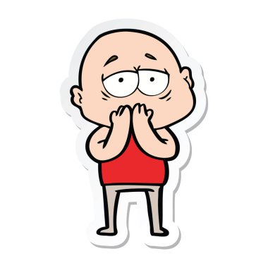 etiket bir karikatür kel adam yorgun