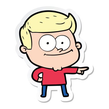 etiket karikatür mutlu bir adamın