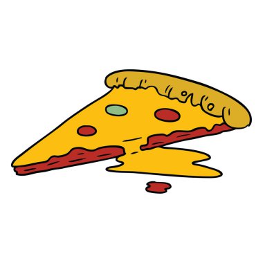 elle çizilmiş karikatür doodle bir dilim pizza