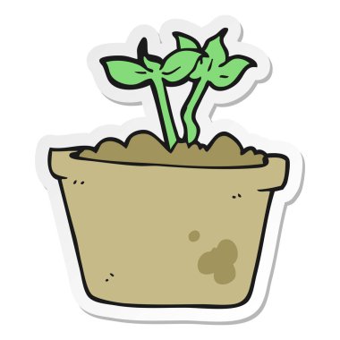 etiket bitki filizlenen bir karikatür